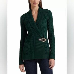 Ralph Lauren Black label Cotton Shawl Collar Sweater buckle size Medium